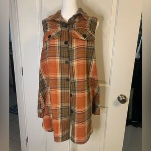 SHEIN Oversized Plaid Orange Women's Flannel Jacket, Preloved